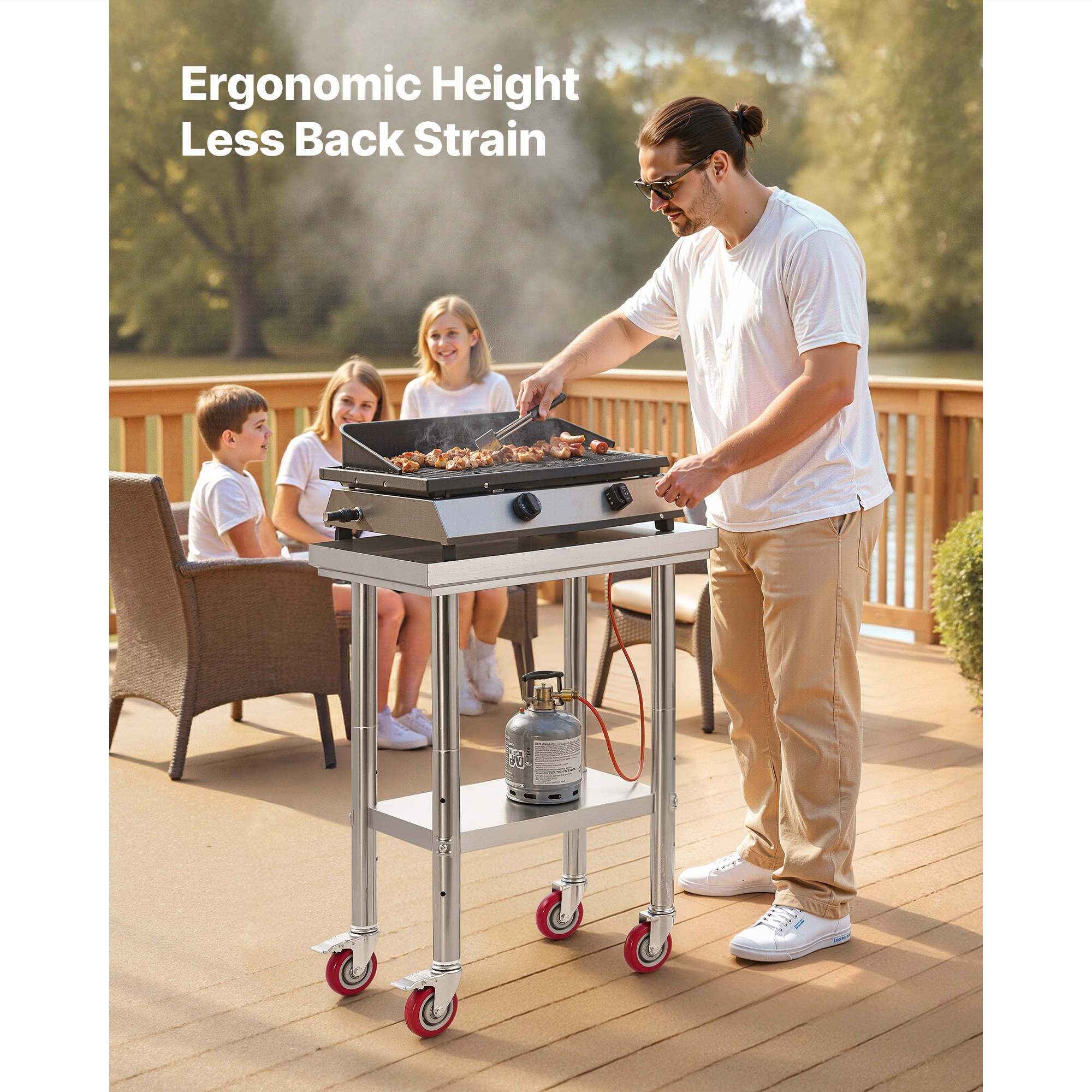 Stainless Steel Kitchen Prep Table With Wheels And Undershelf_voghion.com